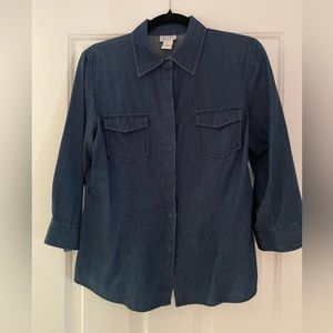 Ann Taylor Loft denim 3/4 sleeve blouse - 6
